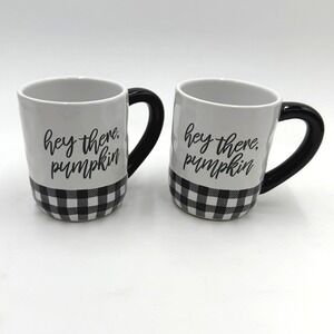 Robert Stanley Set of 2 Mugs Hey There Pumpkin‎ Buffalo Plaid Coffee Cup